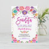 Schattigee kleine Senorita Fiesta Flowers Baby sho Kaart (Staand voorkant)