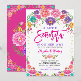 Schattigee kleine Senorita Fiesta Flowers Baby sho Kaart