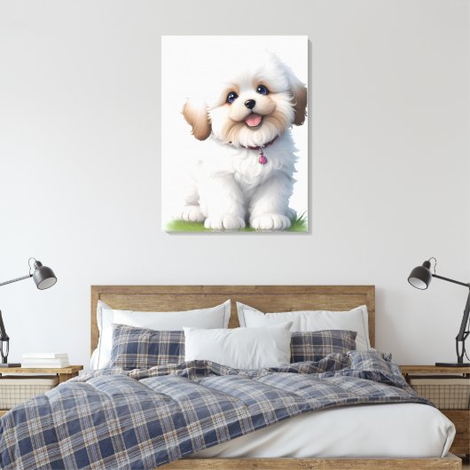 Schattigee kleine shih tzu puppy Hondenliefhebber Canvas Afdruk (Insitu (Slaapkamer))