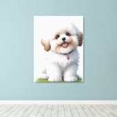 Schattigee kleine shih tzu puppy Hondenliefhebber Canvas Afdruk (Insitu (Houten vloer))