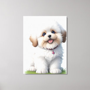 Schattigee kleine shih tzu puppy Hondenliefhebber Canvas Afdruk