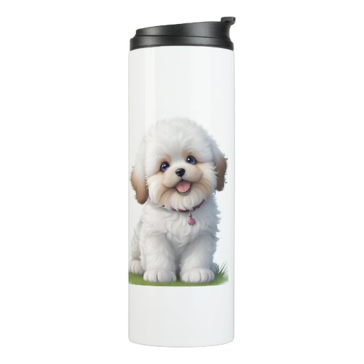 Schattigee kleine shih tzu puppy Hondenliefhebber Thermosbeker (Gedraaid links)