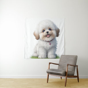 Schattigee kleine shih tzu puppy Hondenliefhebber Wandkleed