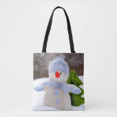 Schattigee kleine sneeuwman in blauw Pet Tote Bag (Voorkant)