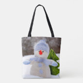 Schattigee kleine sneeuwman in blauw Pet Tote Bag (Achterkant)