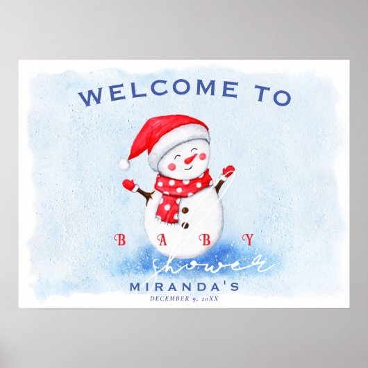 Schattigee kleine sneeuwman Welkom bij Winter Baby Poster (Voorkant)