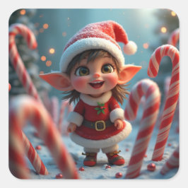 Schattigee kleine snoeprietelf vierkante sticker