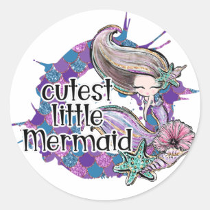 Schattigee kleine sparkle zeemeermin ronde sticker