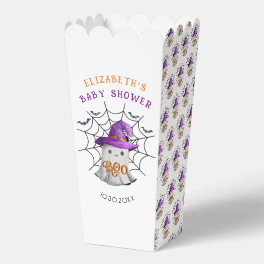 Schattigee kleine spook en spinnenweb BOO baby sho Bedankdoosjes (Voorkant)