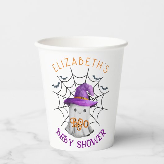 Schattigee kleine spook en spinnenweb BOO baby sho Papieren Bekers (Voorkant)