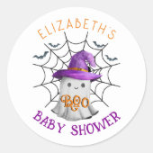 Schattigee kleine spook en spinnenweb BOO baby sho Ronde Sticker (Voorkant)