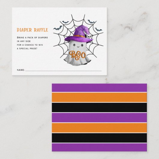 Schattigee kleine spook Luier Raffle baby shower Informatiekaartje (Voorkant / Achterkant)