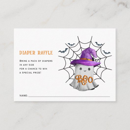 Schattigee kleine spook Luier Raffle baby shower Informatiekaartje (Voorkant)