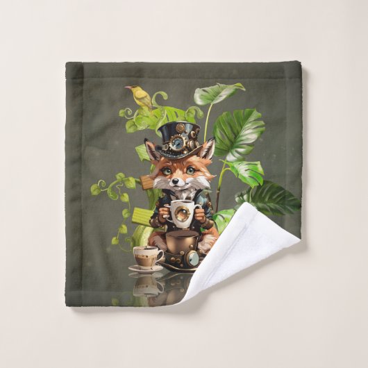 Schattigee kleine steampunk fox bad handdoek (Wasdoekje)