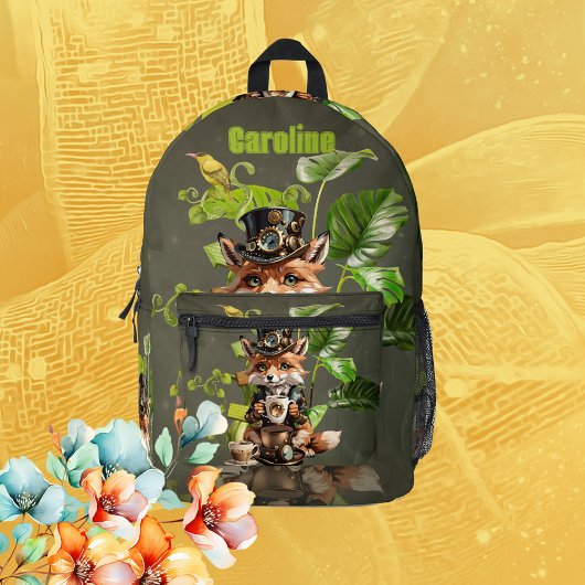 Schattigee kleine steampunk fox bedrukte rugzak