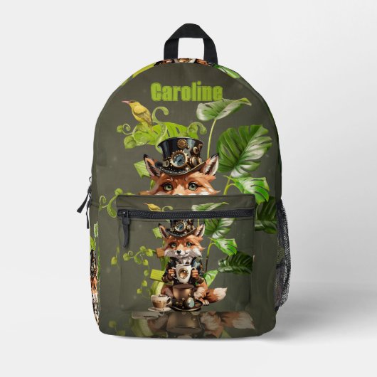 Schattigee kleine steampunk fox bedrukte rugzak (Voorkant)