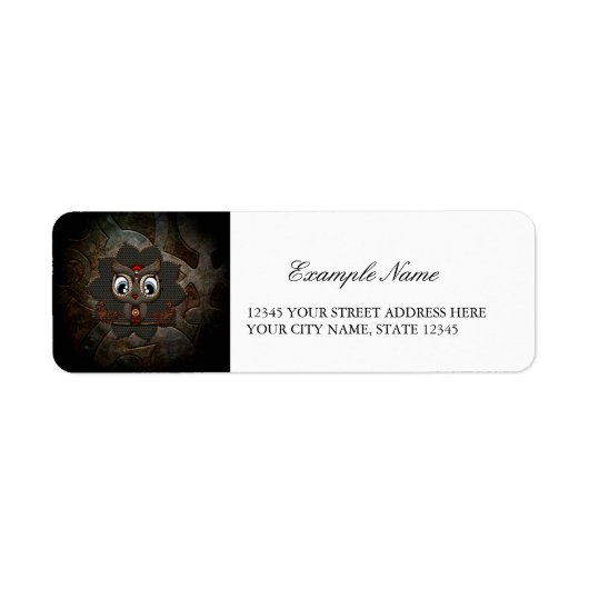 Schattigee kleine steampunk uil etiket (Voorkant)