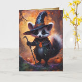 Schattigee kleine stinkheks, Happy Halloween Kaart (Gele Bloem)