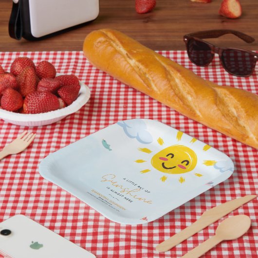 Schattigee kleine straal van Sunshine Baby shower Papieren Bordje (Picknick)