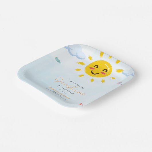 Schattigee kleine straal van Sunshine Baby shower Papieren Bordje (Gebogen)