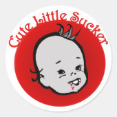 Schattigee kleine sukkel ronde sticker (Voorkant)