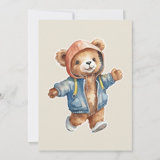 Schattigee kleine teddy baby shower Bedankt kaart (Achterkant)