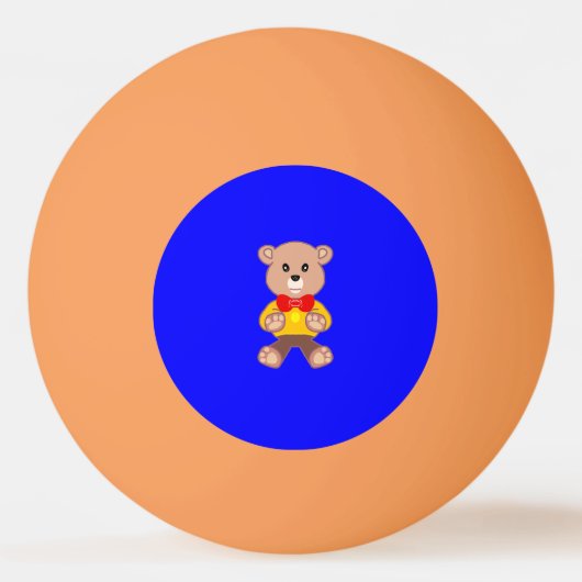 Schattigee kleine teddybeer op Blue Ping Pong Ball (Voorkant)
