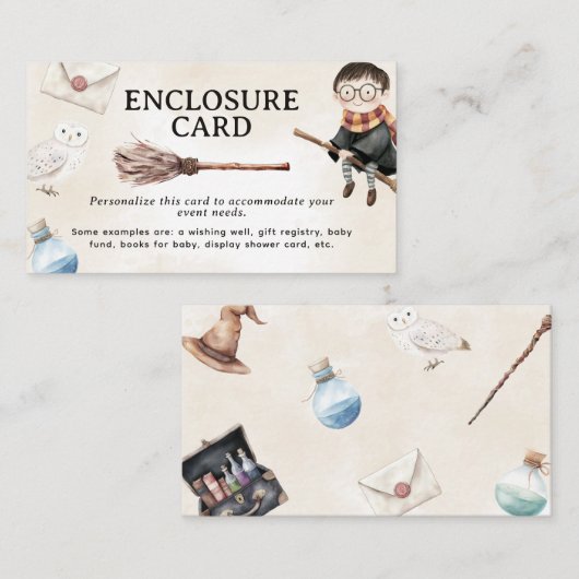 Schattigee kleine tovenaar Baby shower behuizing K Informatiekaartje (Voorkant / Achterkant)