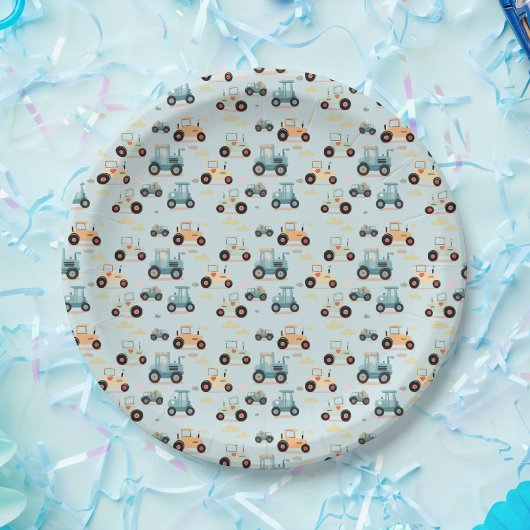 Schattigee kleine tractor patroon blauw Papier ser Papieren Bordje