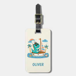 Schattigee kleine Trex Nautische zeilboot Captain Bagagelabel
