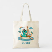 Schattigee kleine Trex Nautische zeilboot Captain Tote Bag (Achterkant)