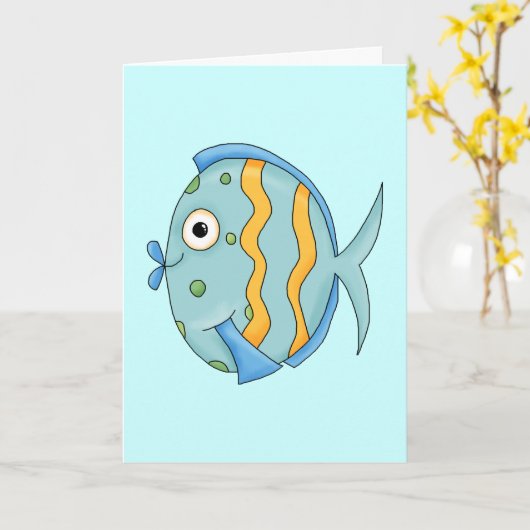 Schattigee Kleine Tropische Oceaan Vis Cartoon Kar Kaart (Gele Bloem)