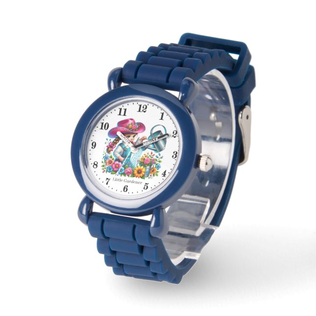 Schattigee kleine tuinman meisjes horloge (Hoek)