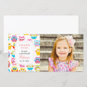 Schattigee kleine uilen foto's bij elke gelegenhei bedankkaart (Voorkant / Achterkant)