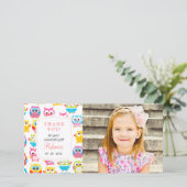 Schattigee kleine uilen foto's bij elke gelegenhei bedankkaart (Staand voorkant)