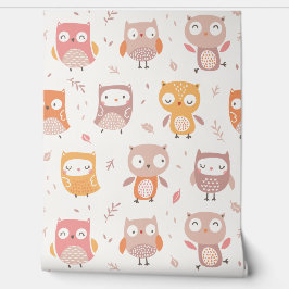 Schattigee kleine uilen in gedempte kleuren behang