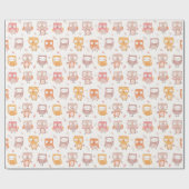 Schattigee kleine uilen in gedempte kleuren cadeaupapier (Vlak)