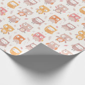 Schattigee kleine uilen in gedempte kleuren cadeaupapier (Hoek)