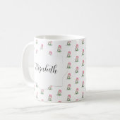 Schattigee kleine uilen Waterverf Monogrammed Koffiemok (Voorkant links)