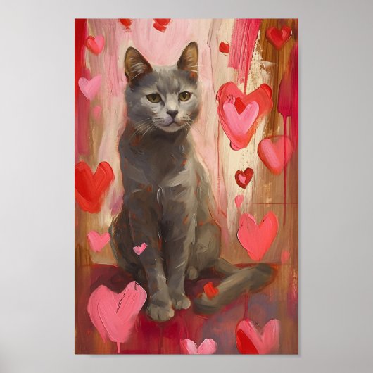 Schattigee kleine Valentijnsdag cat Poster (Voorkant)