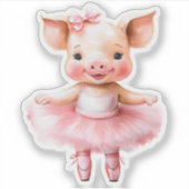 Schattigee kleine varkenshalletdanseres sticker (Voorkant)
