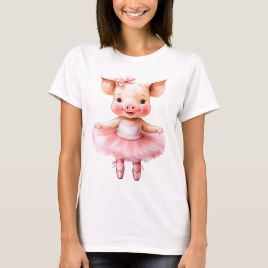 Schattigee kleine varkenshalletdanseres t-shirt (Voorkant)