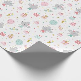 Schattigee Kleine Verjaardag Muis met geschenken & Cadeaupapier