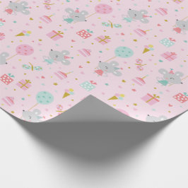 Schattigee Kleine Verjaardag Muis met geschenken & Cadeaupapier