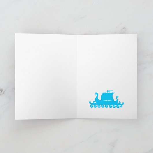 Schattigee kleine viking op viking runes blauwe ac feestdagen kaart (Binnen)