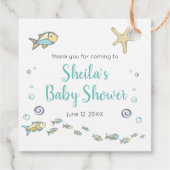 Schattigee kleine vissen en zeesterren oceaan Baby Bedankjes Labels (Achterkant)