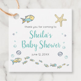 Schattigee kleine vissen en zeesterren oceaan Baby Bedankjes Labels