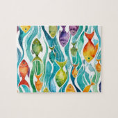 Schattigee kleine vissen puzzel. legpuzzel (Horizontaal)