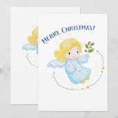 Schattigee kleine vliegende engel meisje kerst feestdagenkaart (Voorkant / Achterkant)