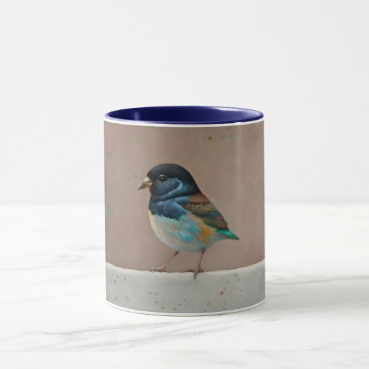 Schattigee kleine vogel op een hek Art Mok Cup (Midden)